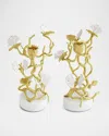 Michael Aram Butterfly Ginkgo White & Gold Candleholders, Set Of 2 In Multi