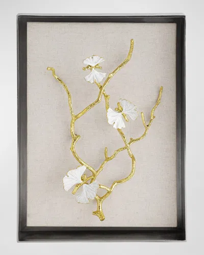 Michael Aram Butterfly Ginkgo White & Gold Fabric Shadow Box