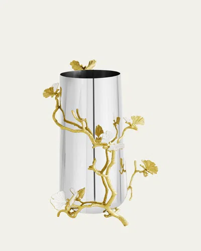 MICHAEL ARAM BUTTERFLY GINKGO WHITE & GOLD LARGE VASE