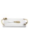 Michael Aram Calla Lily Marble Cheese Board And Stainless Steel Knife Set In White