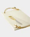 Michael Aram Calla Lily Marble Cheese Board And Stainless Steel Knife Set