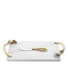 Michael Aram Calla Lily Marble Cheese Board And Stainless Steel Knife Set In White