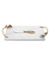 Michael Aram Calla Lily Marble Cheese Board And Stainless Steel Knife Set In White