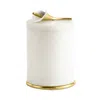 Michael Aram Calla Lily Round Marble, Natural Brass & White Enamel Container In White
