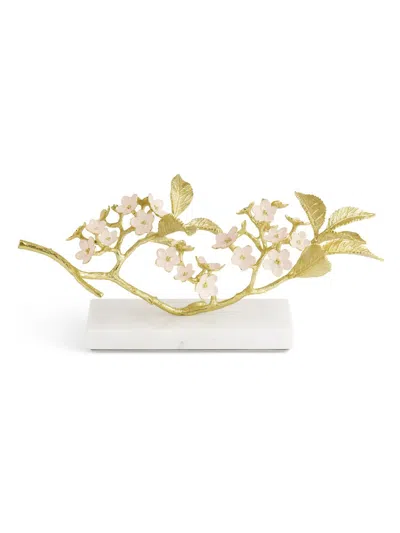 Michael Aram Cherry Blossom Brass, Enamel & Marble Decorative Object In Gold