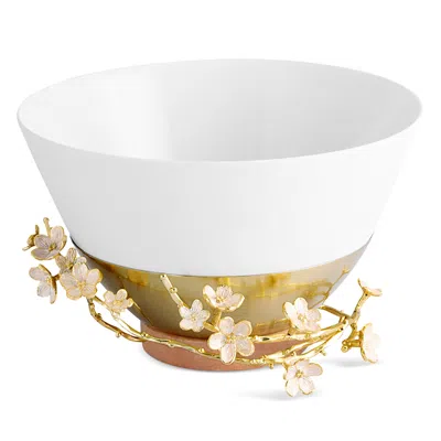 Michael Aram Cherry Blossom Porcelain Serving Bowl In White/gold