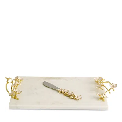 Michael Aram Cherry Blossom Small Cheese Board With Knife In White
