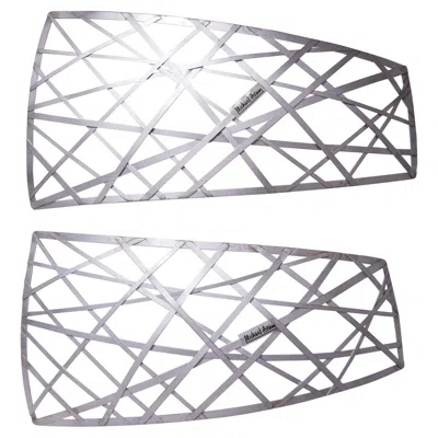 Pre-owned Michael Aram Criss Cross Trays, Anodized Aluminum, Vintage, Usa, 1990s In Gray