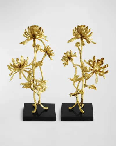 Michael Aram Dahlia Tall Candleholders, Set Of 2 In Gold