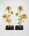 Michael Aram Dahlia Tall Candleholders, Set Of 2 In Blackgold
