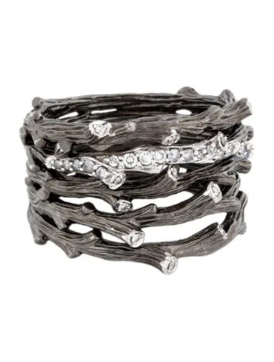 Pre-owned Michael Aram Diamond Enchanted Forest Multi-row Twig Ring In Multicolor