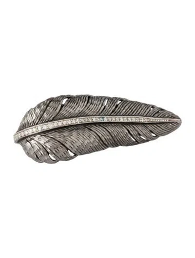 Pre-owned Michael Aram Diamond Feather Cocktail Ring In Multicolor