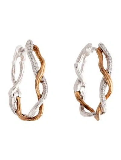Pre-owned Michael Aram Diamond Wisteria Hoop Earrings In Multicolor