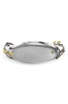 Michael Aram Dogwood Oval Metal Serving Tray In Silver