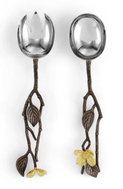 Michael Aram Dogwood Set Of 2 Serving Utensils In Metallic