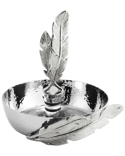 Michael Aram Feather Wine Coaster And Stopper Set In Steel