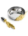 Michael Aram Feather Coaster & Wine Stopper Set