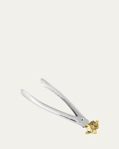 Michael Aram Gold Orchid Large Lock Spring Tongs In Silver