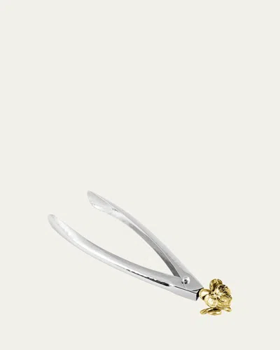 Michael Aram Gold Orchid Small Lock Spring Tongs In Silver