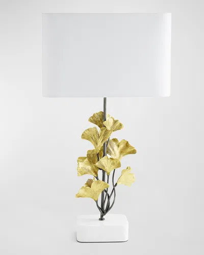 Michael Aram Golden Ginkgo Table Lamp, 27" In White/gold