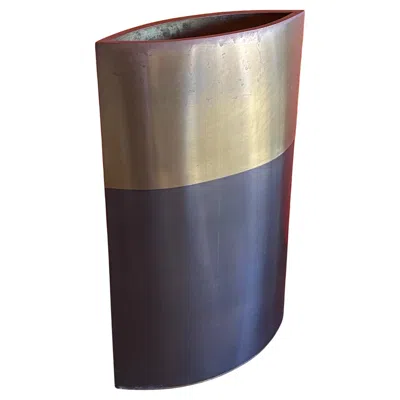 Pre-owned Michael Aram Large Minimalist Two Tone Brass & Bronze Vase / Candle Holder By  In Gold