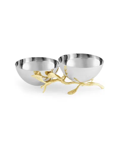 Michael Aram Laurel Gold Double Dish In Silver