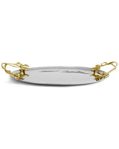 Michael Aram Laurel Gold Oval Tray In Silver