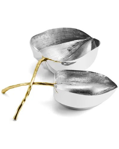 Michael Aram Lodhi Garden Gooseberry Double Bowl In Silver