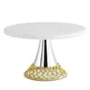 Michael Aram Love Knot Marble Cake Stand In White/gold