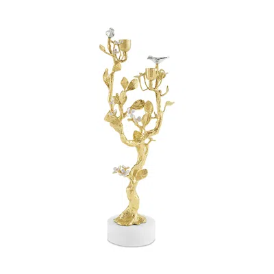 Michael Aram Lovebirds Silver & Gold Candelabra