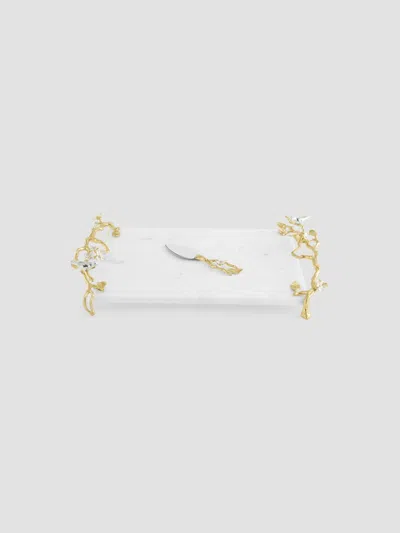 Michael Aram Lovebirds Silver & Gold Cheeseboard & Knife Set