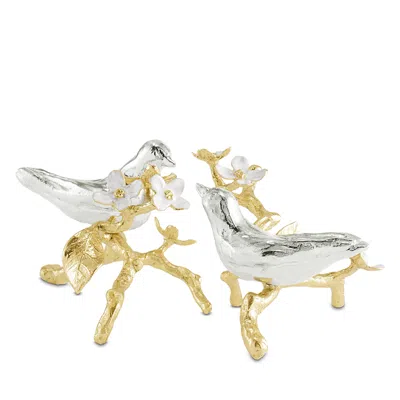 Michael Aram Lovebirds Silver & Gold Decorative Object Pair