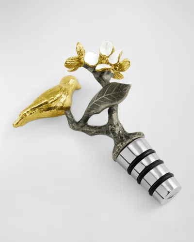 Michael Aram Lovebirds Wine Stopper In Gold