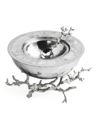 Michael Aram Ocean Reed Caviar Dish With Spoon In Metallic