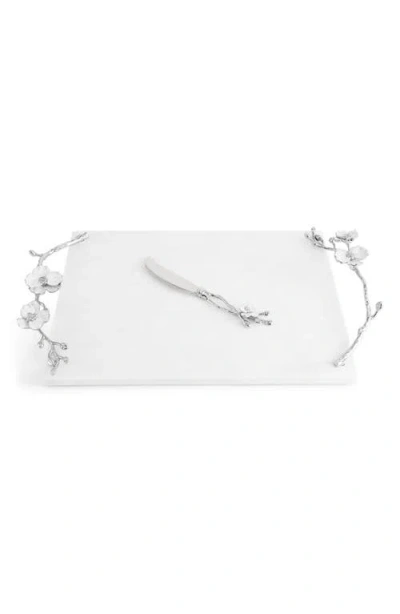Michael Aram Orchid Cheese Board With Knife In Silver