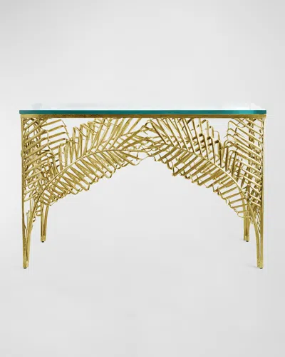 Michael Aram Palm Console Table In Gold