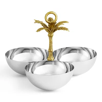 MICHAEL ARAM PALM TRIPLE BOWL SERVER