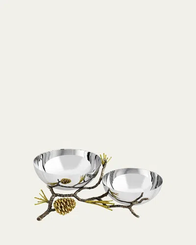 Michael Aram Pine Cone Double Bowl In Multi