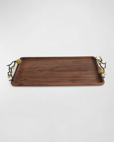 Michael Aram Pine Cone Medium Wood Tray In Brown