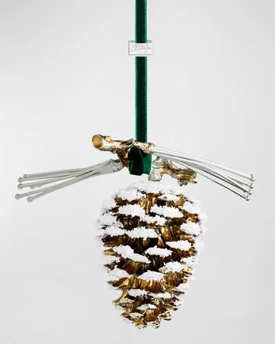 Michael Aram Snowy Pine Cone Ornament In Goldwhite