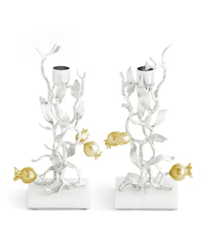 Michael Aram Pomegranate Silver And Gold Candleholders, Set Of 2 In No Color