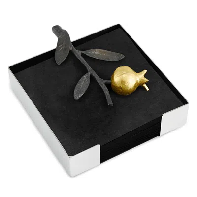 Michael Aram Pomegranate Cocktail Napkin Holder In Silver/gold