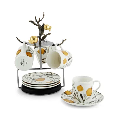 MICHAEL ARAM POMEGRANATE DEMITASSE CUP & SAUCER SET WITH STAND