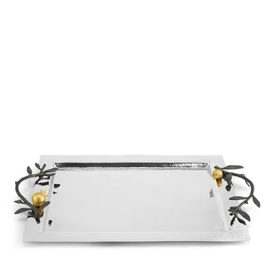 Michael Aram Pomegranate Rectangular Tray In Silver/gold