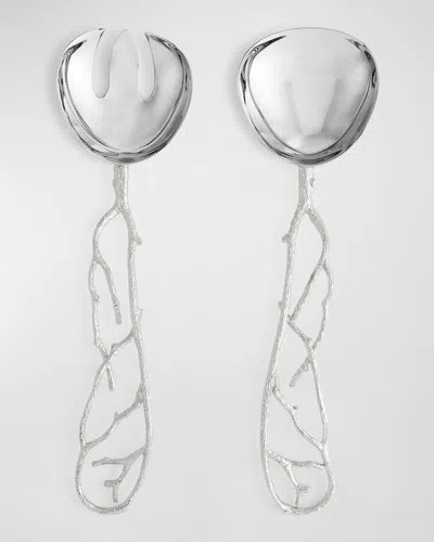 Michael Aram Pomegranate Silver & Gold 2-piece Serving Set In Silver And Gold