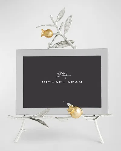 Michael Aram Pomegranate Silver & Gold Easel Picture Frame, 5" X 7" In White