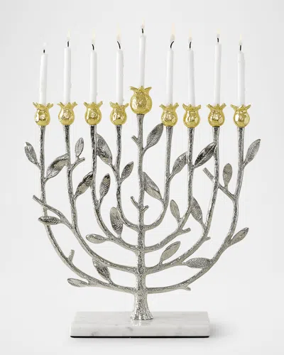 Michael Aram Pomegranate Silver And Gold Hanukkah Menorah With 24k Gold
