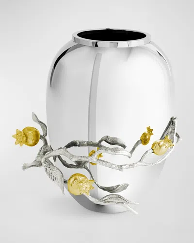 Michael Aram Pomegranate Silver & Gold Medium Vase With 24k Goldplate In Silver And Gold