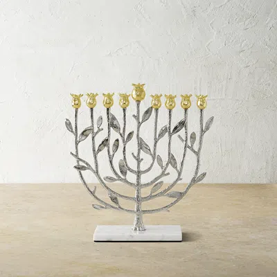 MICHAEL ARAM POMEGRANATE SILVER AND GOLD MENORAH