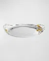 Michael Aram Pomegranate Silver And Gold Tone Oval Tray In Silver And Gold